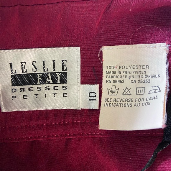 Leslie Faye vintaged cranberry red belted midi dress SZ 10 - Picture 10 of 10